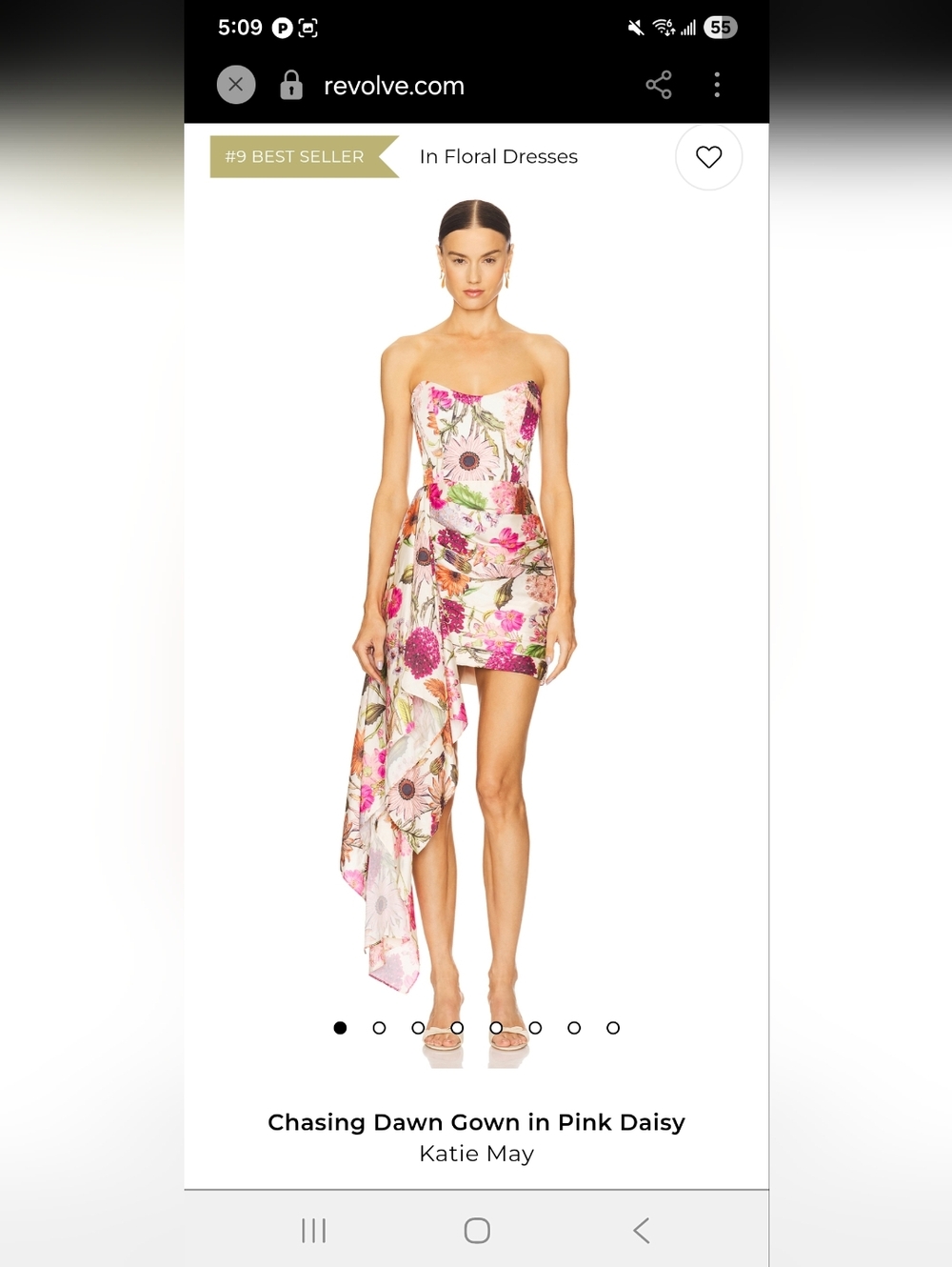 Katie May Pink Multi Floral Asymmetrical Strapless Mini Gown